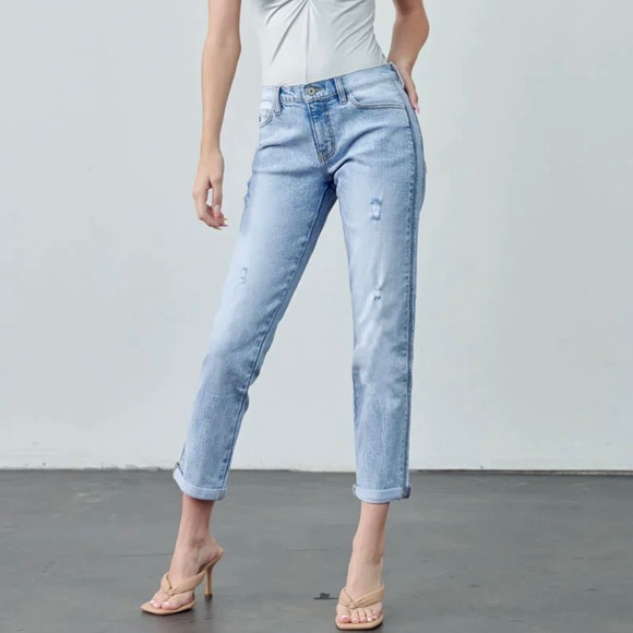 KANCAN Women’s Leonel Mid-rise Light Wash Denim Straight Leg Jeans, Size 3/25 - Picture 1 of 16